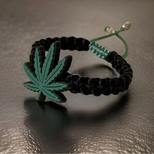 Pot, Hemp, Cannabis, Marijuana Leaf Appreciation Bracelet; adjustable, unisex